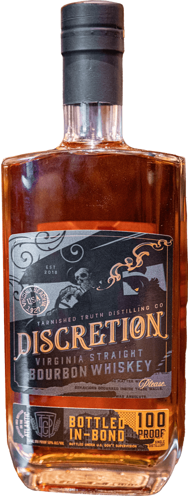 Bottle of DISCRETION BOTTLED IN-BOND Virginia Straight Bourbon Whiskey